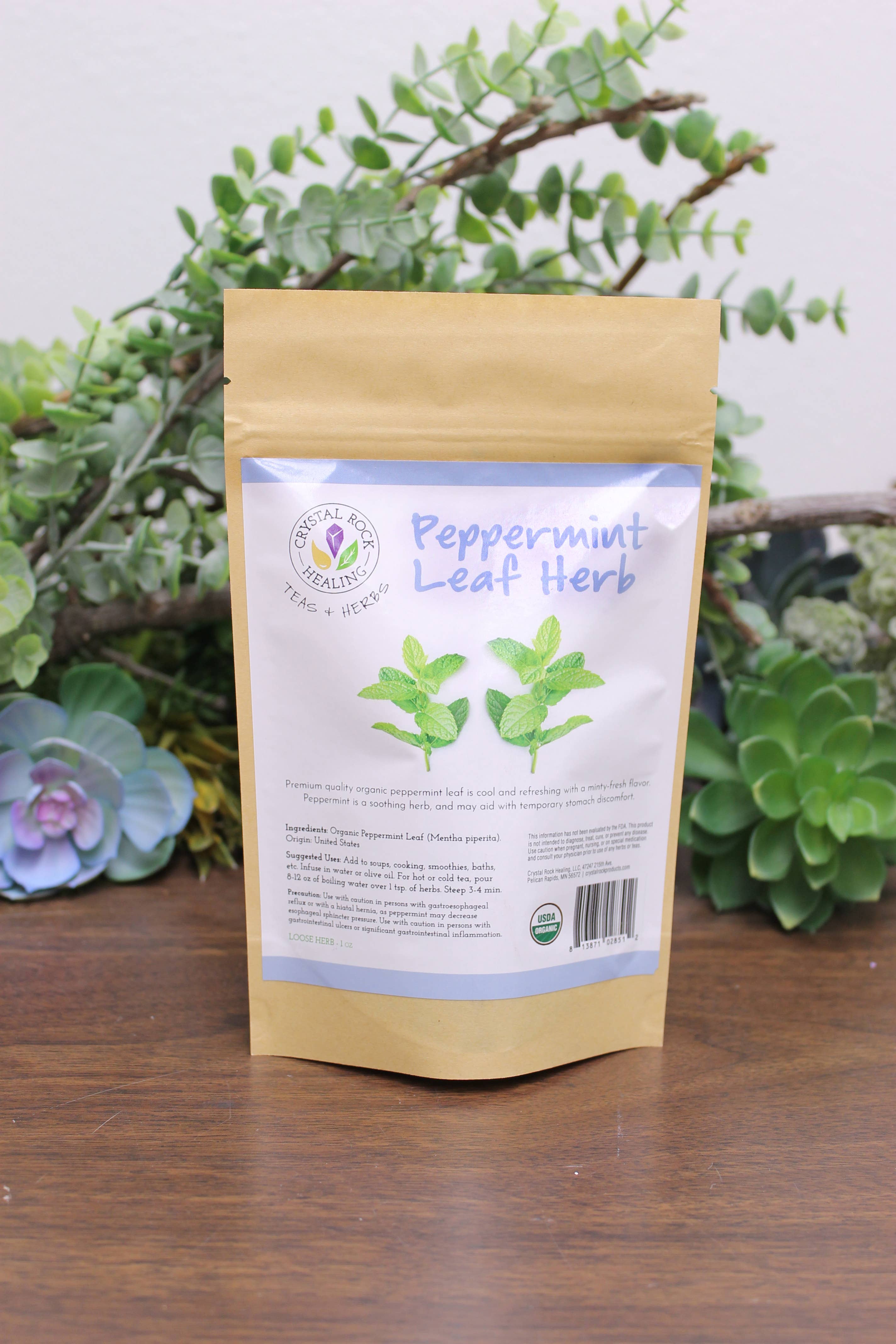 Crystal Rock Healing, LLC - Wholesale Loose Tea - Peppermint Leaf Loose Herb 1oz Organic