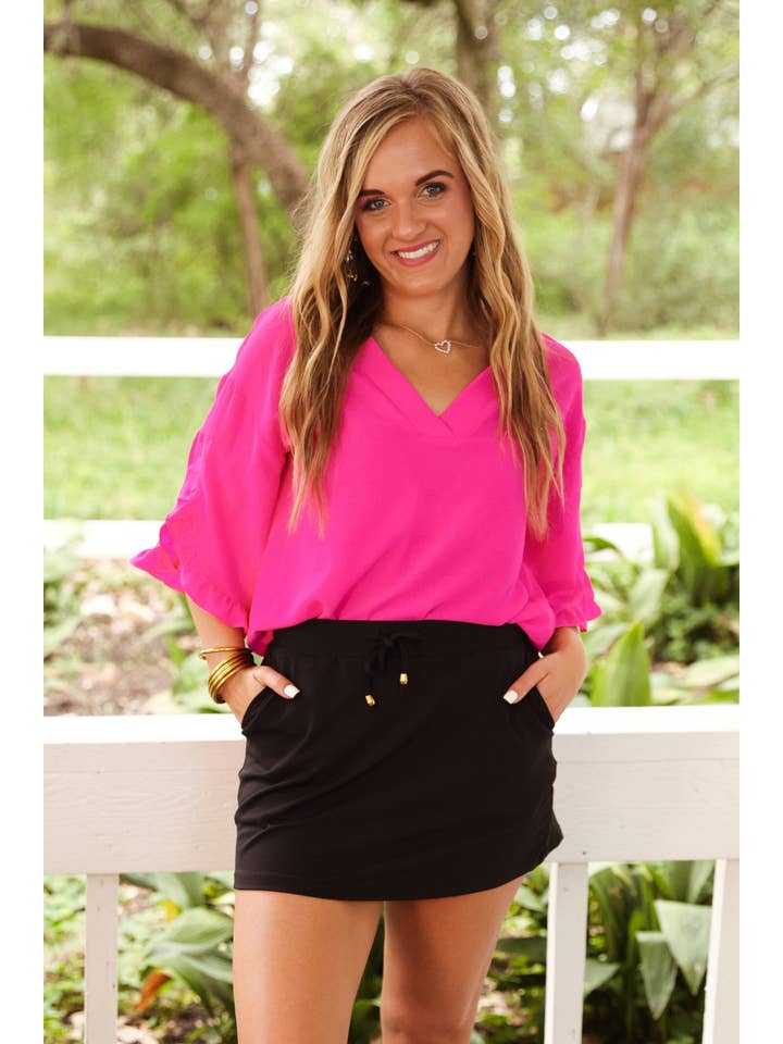 Amy Ruffle Sleeve Top, Pink for wholesale on Faire7
