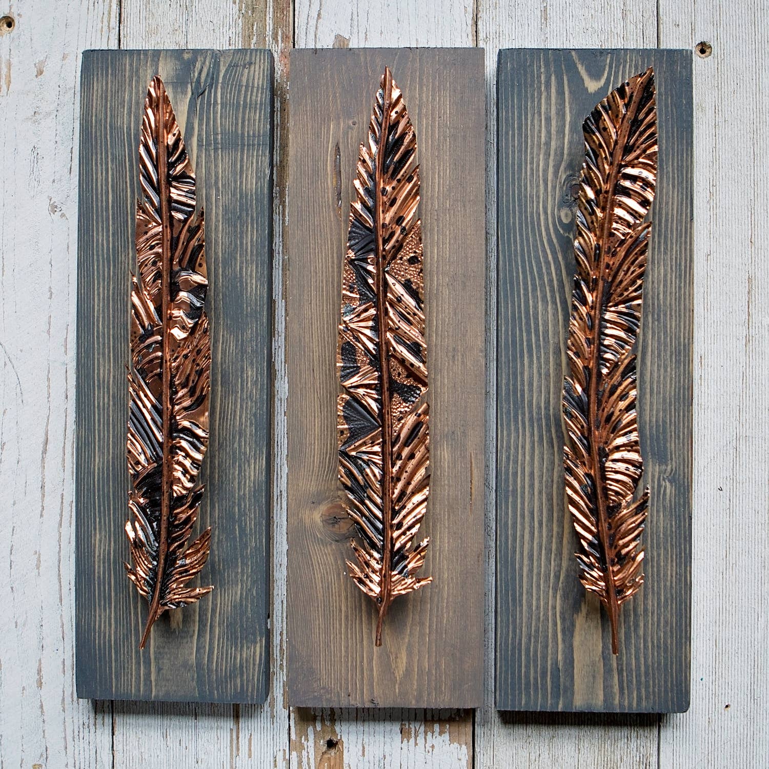 Timber Lane Studio - Wholesale Dimensionele/3D-muurkunst - Rijke oxidatie koperen veer10