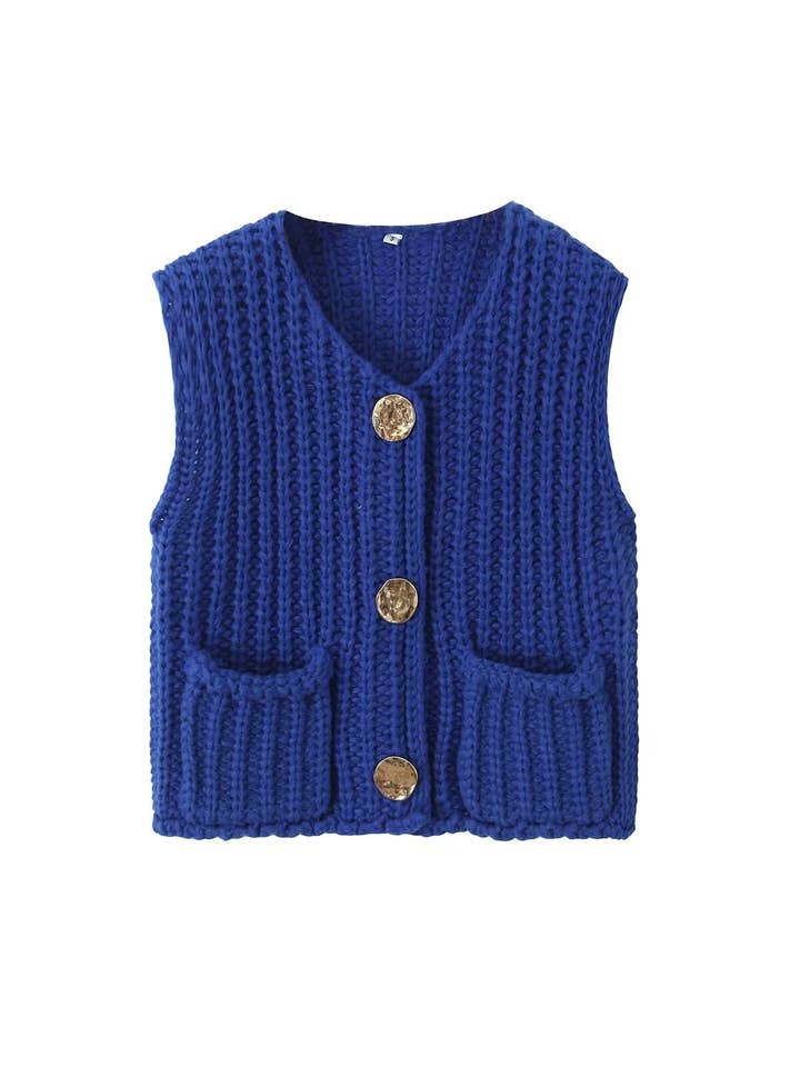 Sweetkama - Wholesale Sleeveless sweatshirts – Women′s - Ladies Solid Color Crew Neck Crop Sweater Vest SKT62144