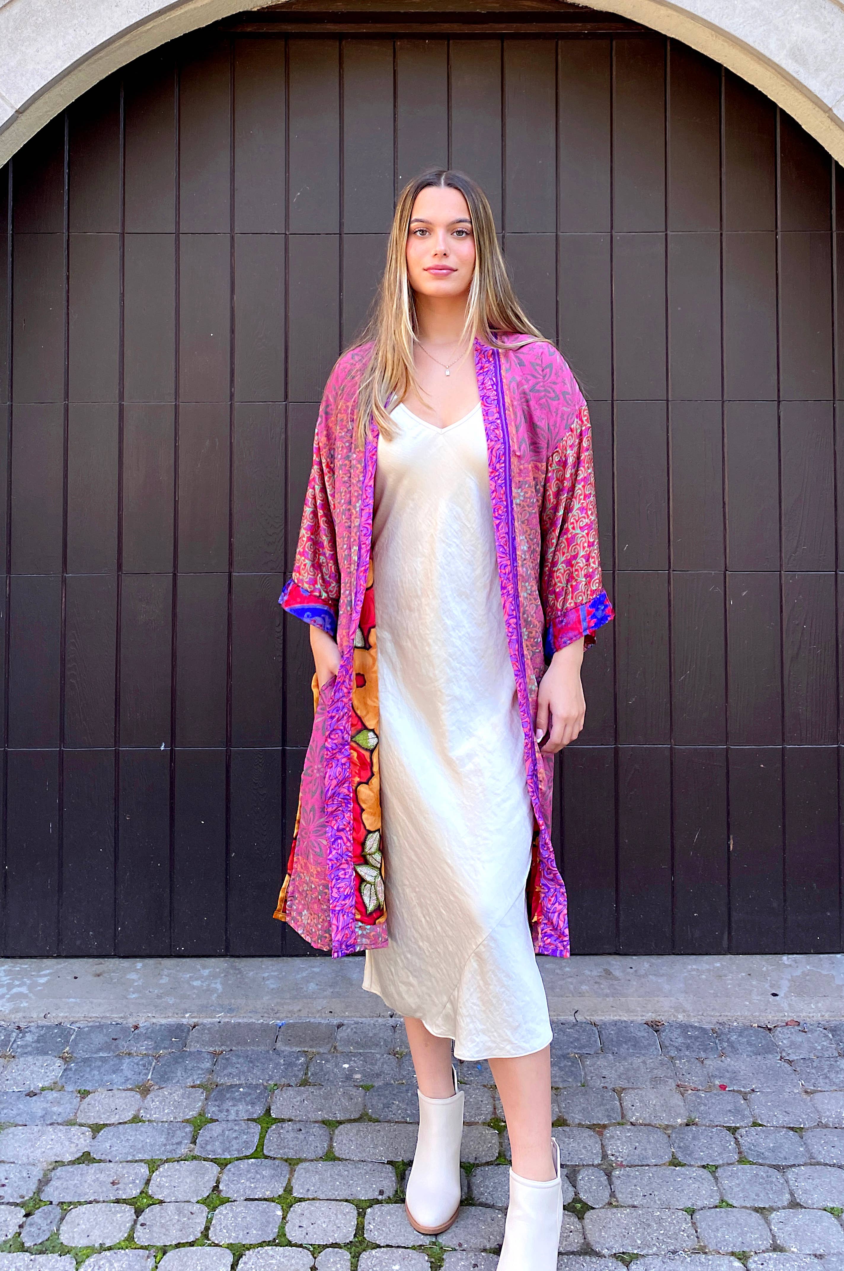 Guru - Wholesale Kimono - Women's - Hillside Mixed Kimono with lining - Upcycled Sari4