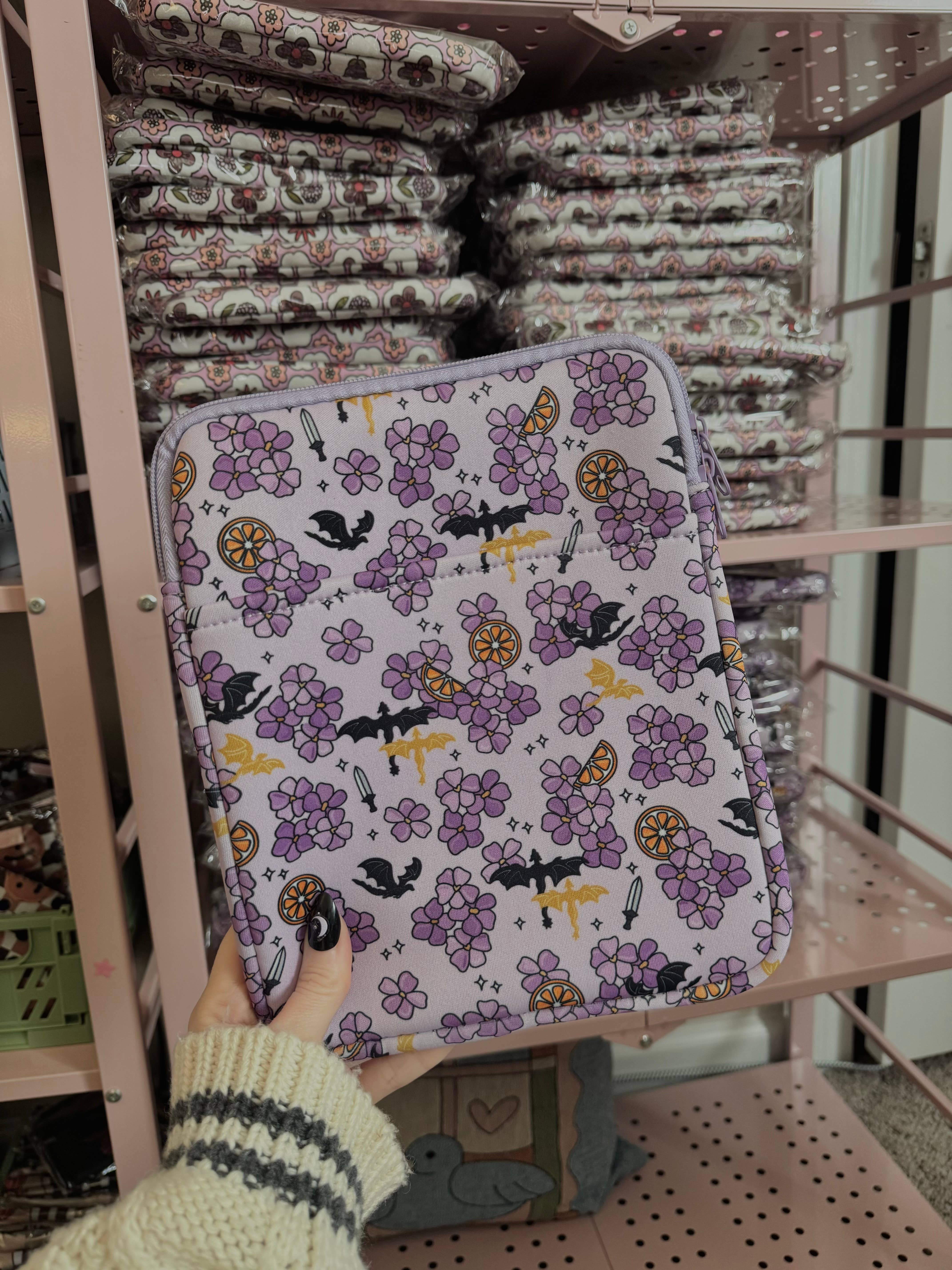 CrescentCatCo - Wholesale Pouch - Women's - Violet Dragon Rider Book & Kindle Sleeve Pouch1