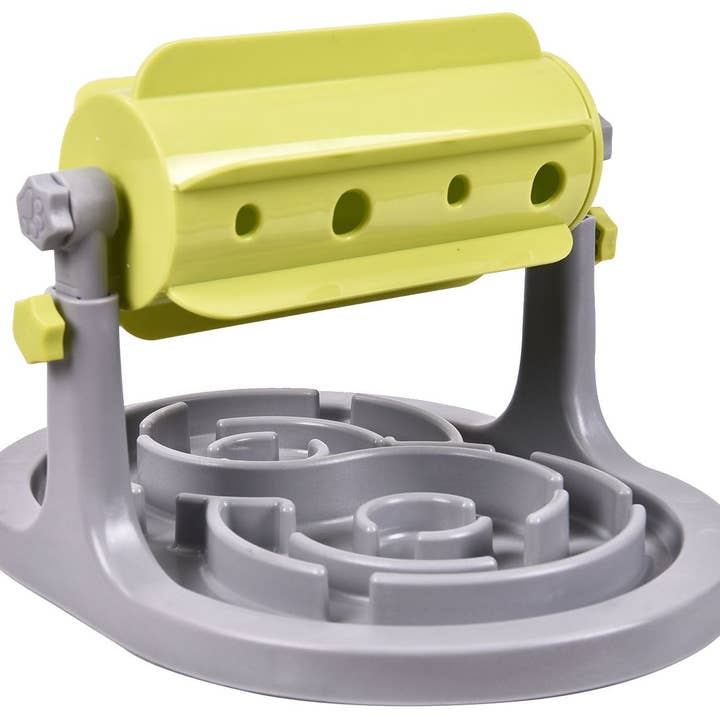 Green Grey Pet Life ® 'Roto Paw' IQ Training Rotating Slow Dog Feeder for wholesale on Faire