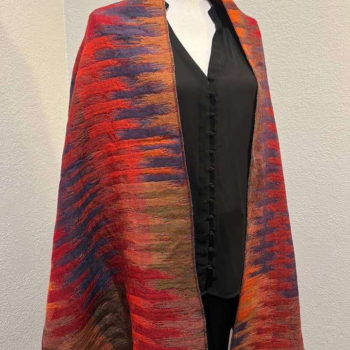 In Style Scarves - Vendita all'ingrosso Stola - Donna - Scialle/involucro reversibile in lana merino cotta in rosso marocchino9