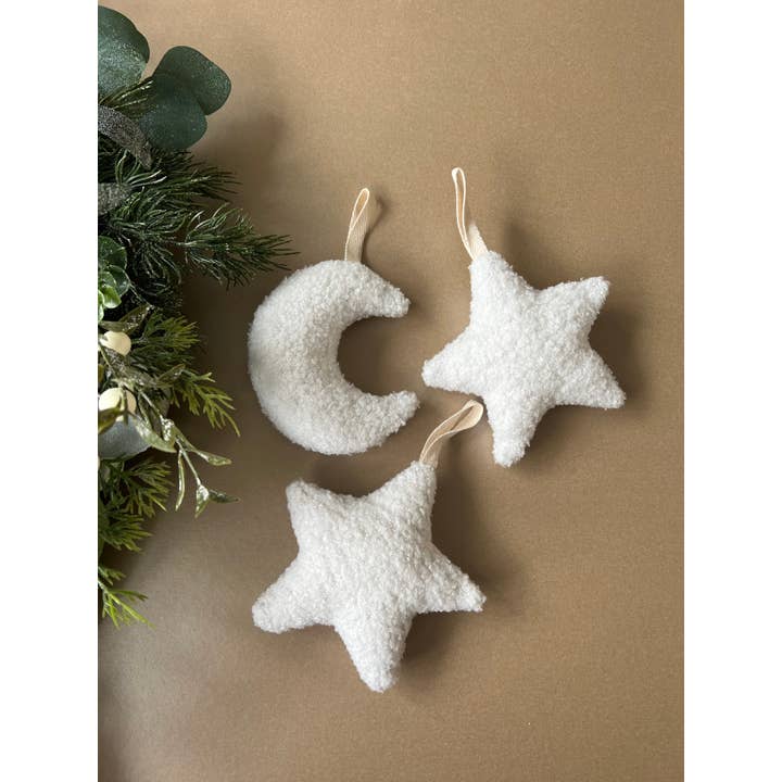 Edie & Joe - Wholesale Ornament - Bouclé Moon Bauble Decoration