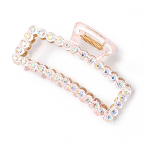 Recycled transparent pink clamp with crystals 8cm for wholesale by Inca UK