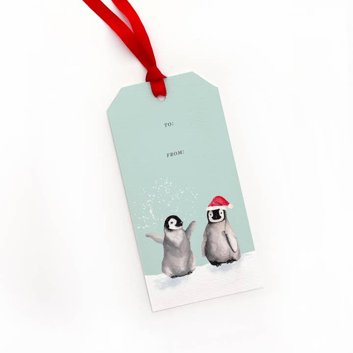 Étiquettes cadeaux pingouins de Noël pour la vente par Cami Monet