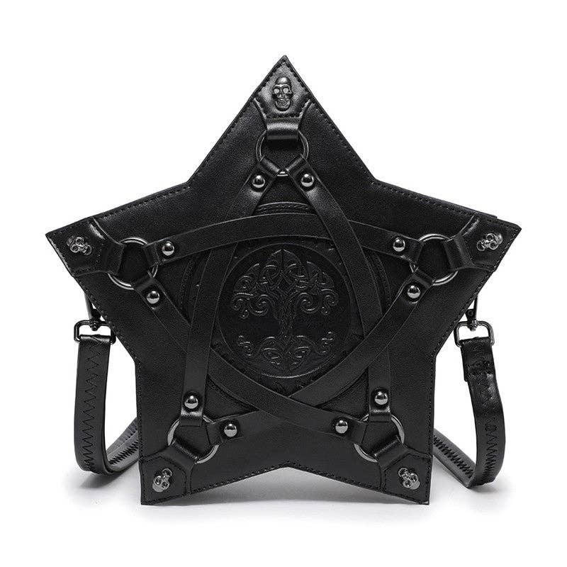 BLACK Gothic Embossed Backpack Shoulder Crossbody Bag for wholesale on Faire4