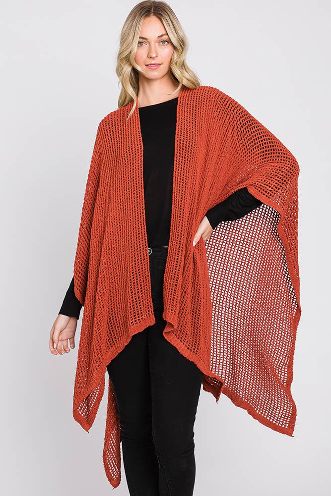 Hana - Wholesale Cardigan - Dames - Solid Chenille Crochet Ruana59