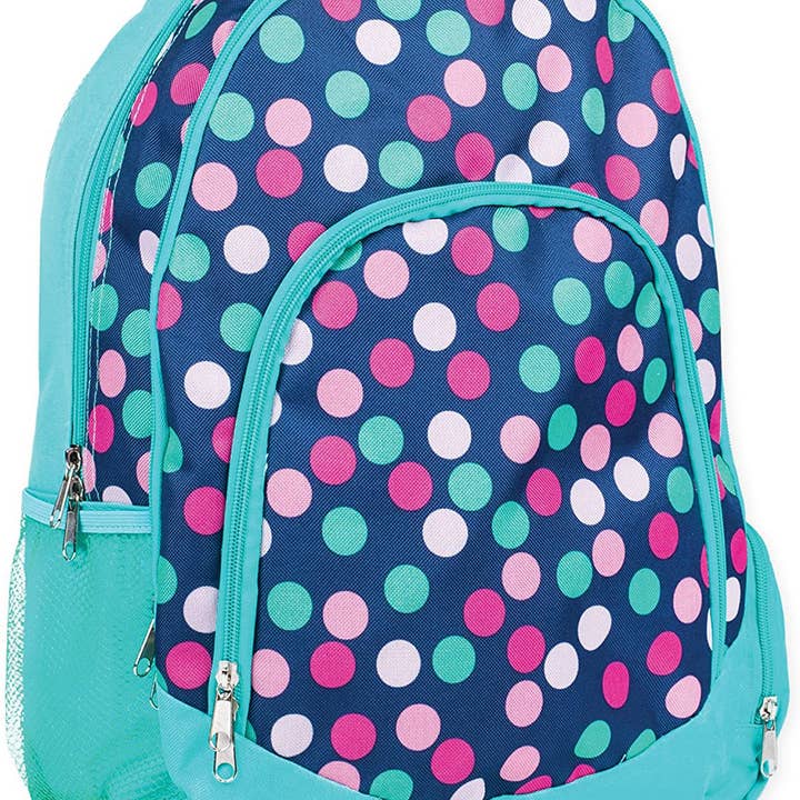 Magnolia – wholesale Ryggsäck - Barn – Teal Navy Party Polka Dot Laptop och skola ryggsäck4