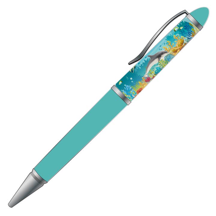 Dolphin Floaty Pen-Aqua for wholesale by Little Critterz