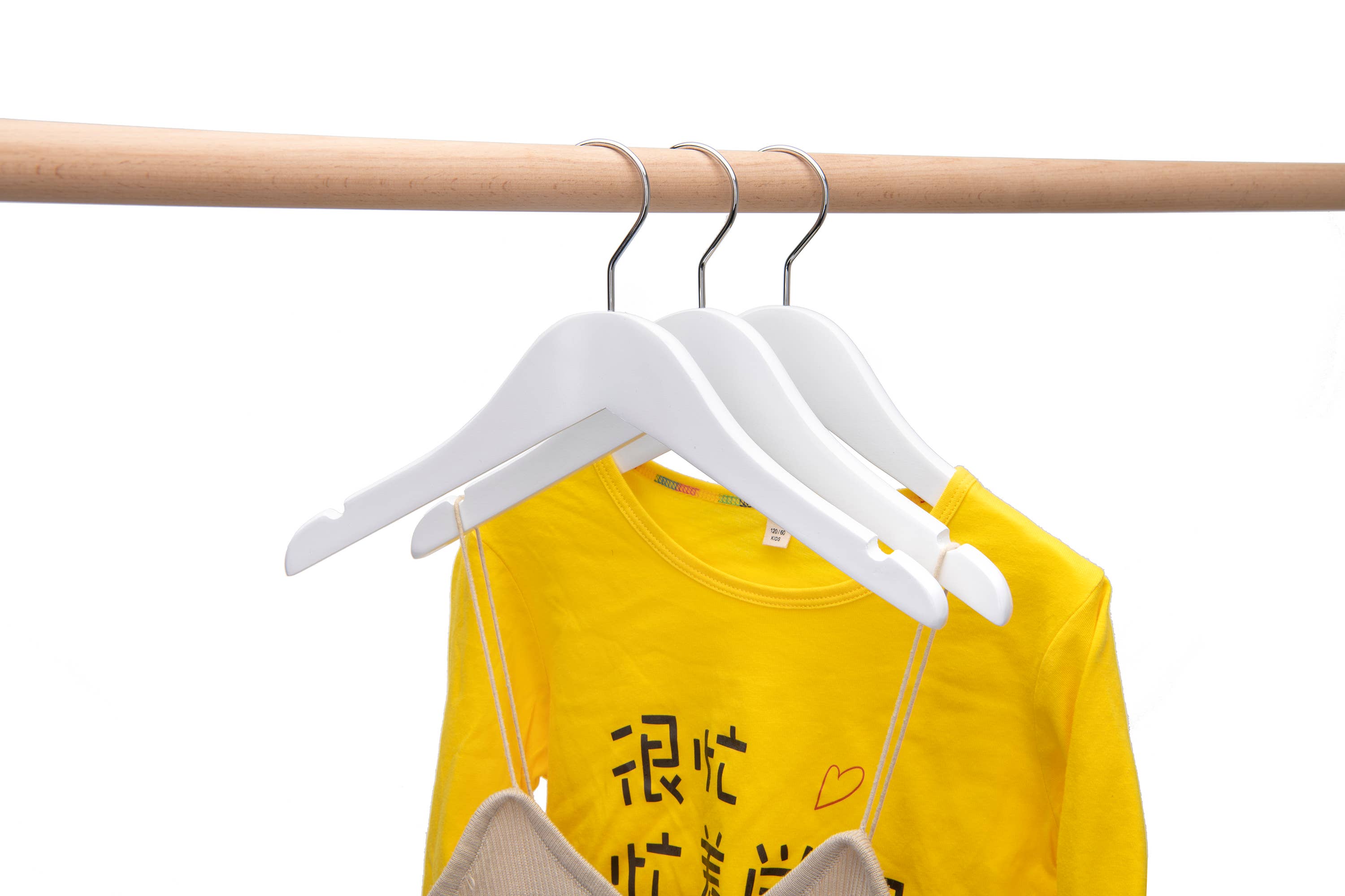 Quality Hangers - Wholesale Clothes Hangers - WK41- Kids Wooden Hanger, 12" White - 804
