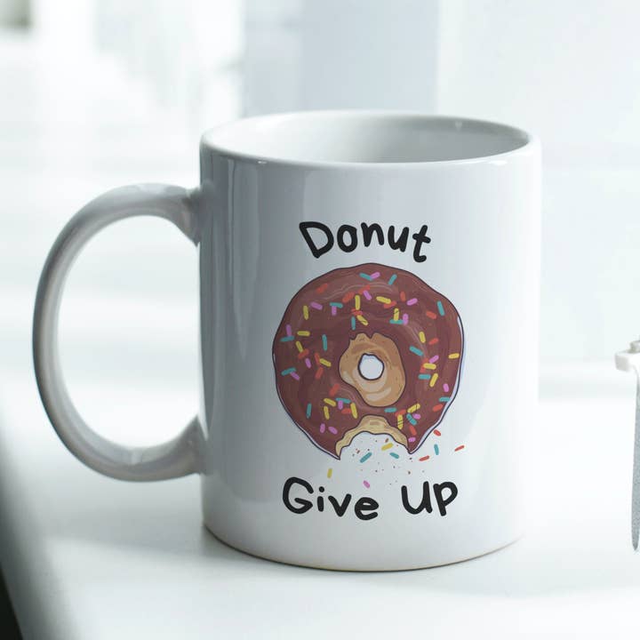 Sticker Bull - Venta al por mayor Taza - Taza de café Donut Give Up de 11 onzas