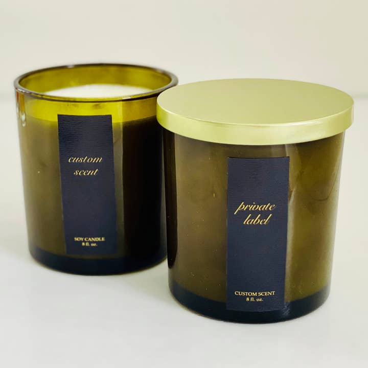 Private Label Scented Soy Candles Green Glass | Gold Lid for wholesale by Atelier 880
