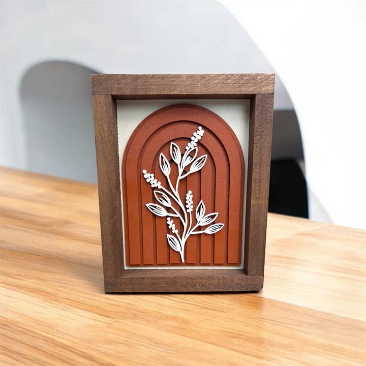 Faithful Creations Studios - Wholesale Wall Accent - Rustic Layered Wood Floral Arch | 9x6 Handcrafted Wall Art3