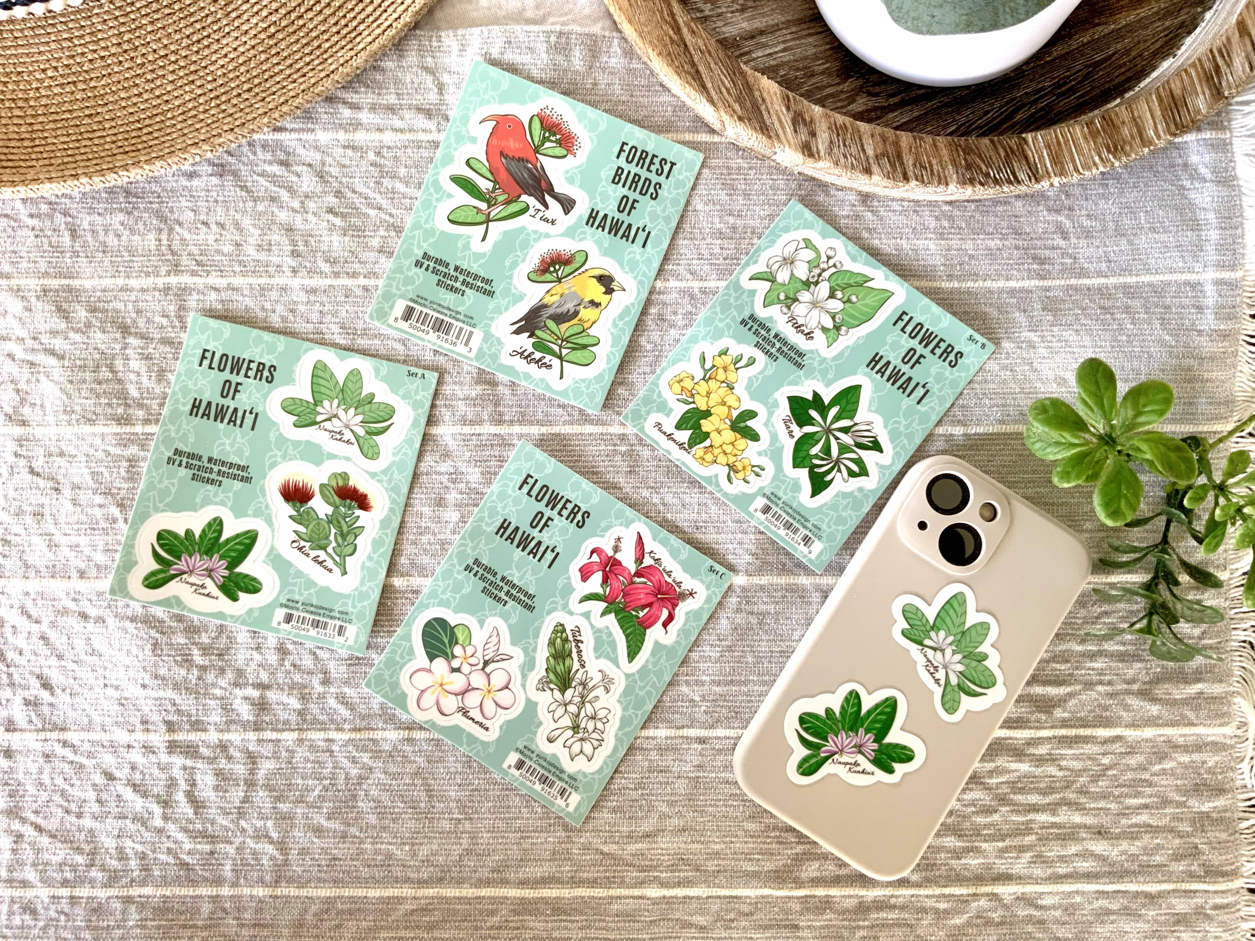 Island Stickers & More / Yuriko J. Design - Wholesale Sticker - Forest Birds of Hawai'i Sticker Sheet 2