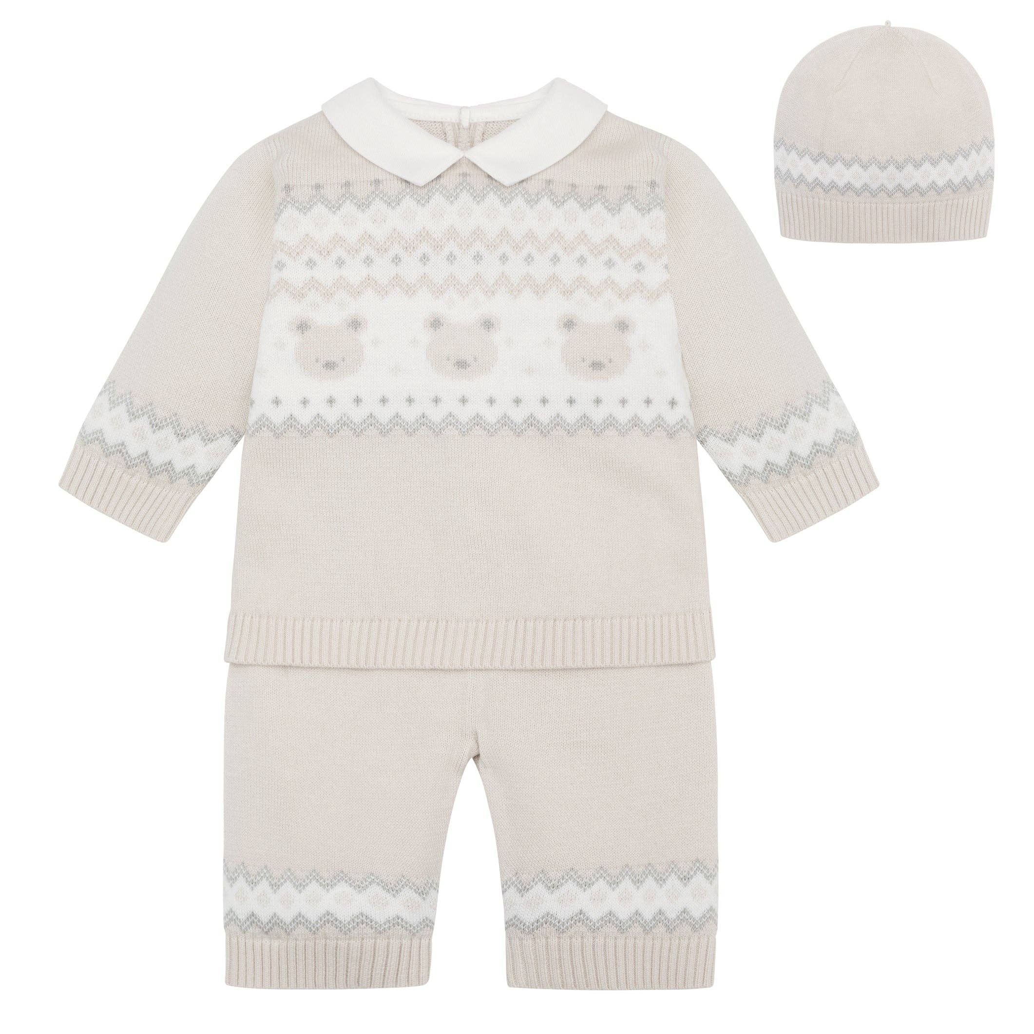 Emile Et Rose - Wholesale Clothing Set - Baby - Kipling Stone Cotton Knitted Teddy Outfit & Hat Set