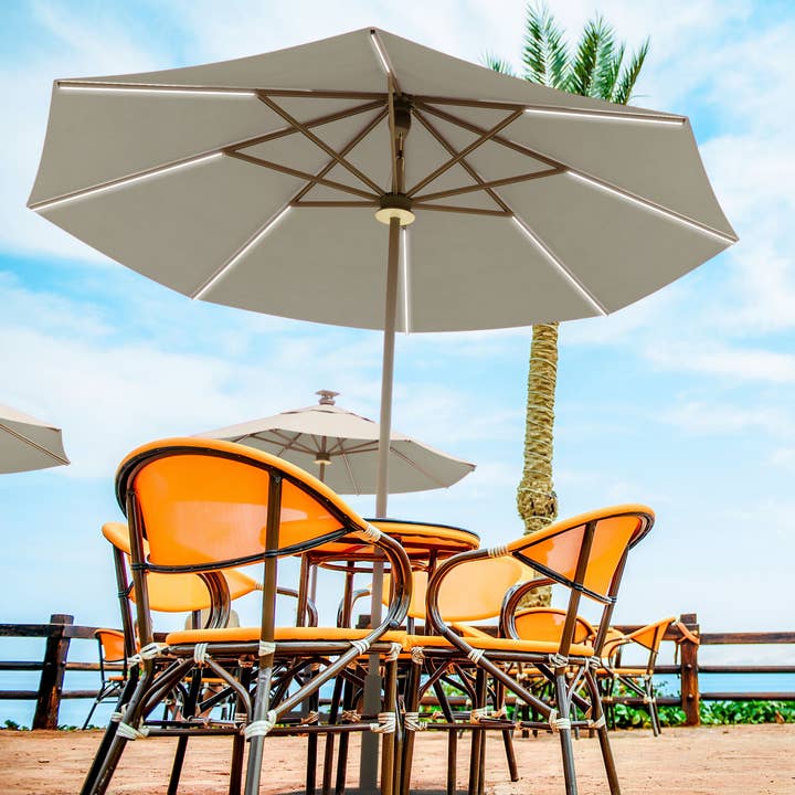 Patio umbrella - SMART (lighted, remote, solar) 9' Dove for wholesale by Pasticallo