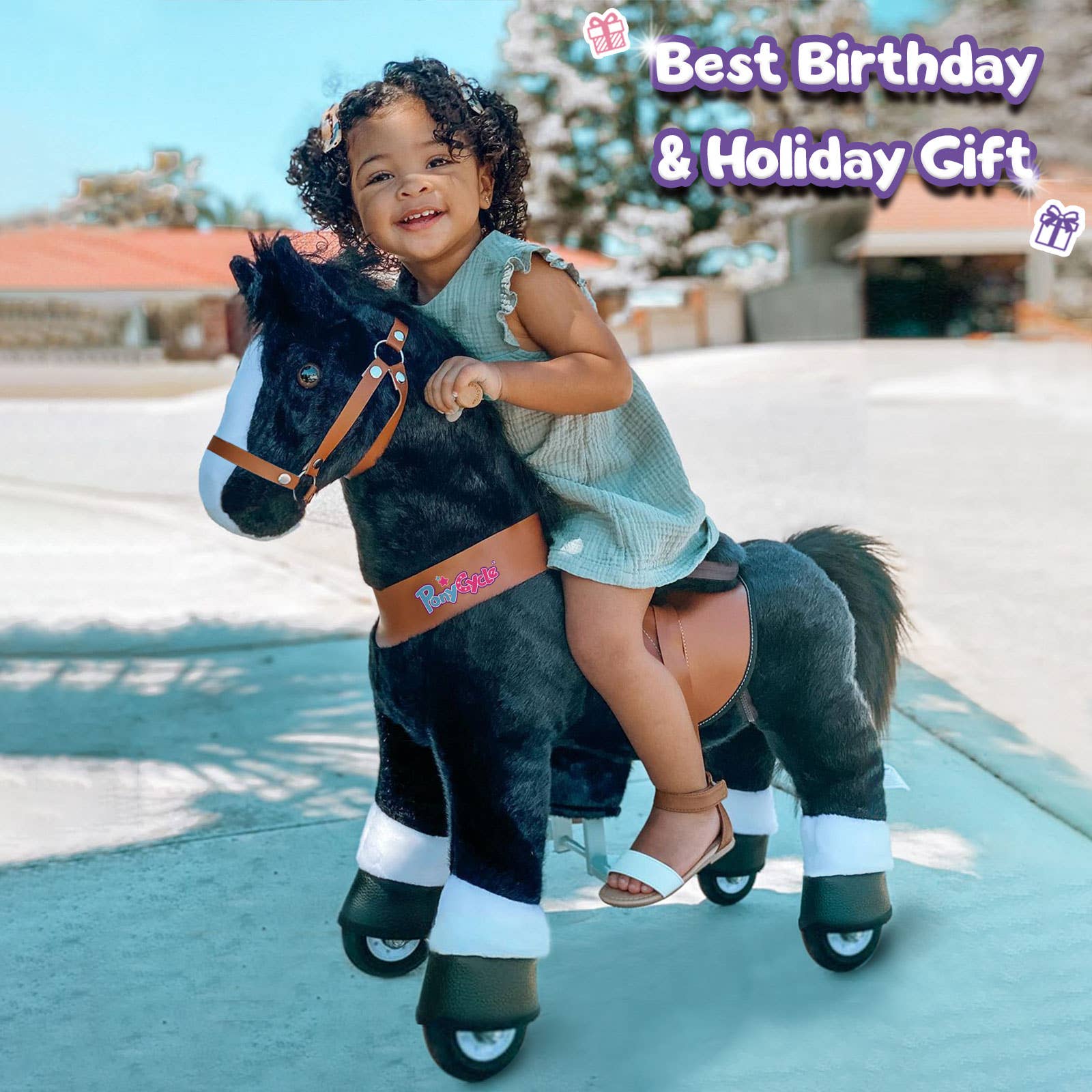 PonyCycle - Wholesale Stuffed/Plush Toy - Kids & Baby - PonyCycle Ride-On Black Horse | Plush Animal Riding Pony Toy9