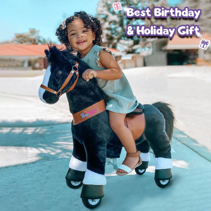PonyCycle - Wholesale Stuffed/Plush Toy - Kids & Baby - PonyCycle Ride-On Black Horse | Plush Animal Riding Pony Toy9