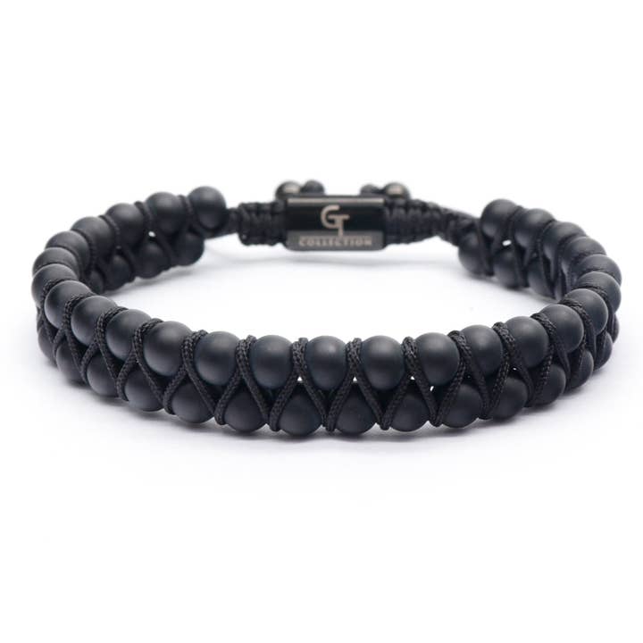 GT collection Jewelry - Wholesale Beaded Bracelet - Men's MATTE ONYX Double Bead Bracelet - One Size Fits All