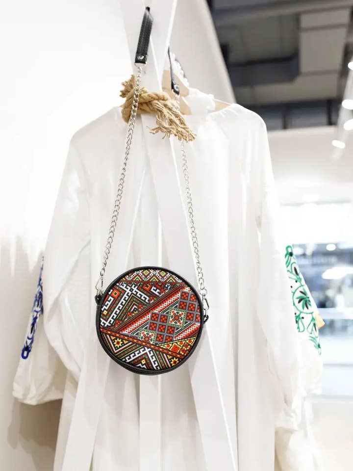 Eco Leren Dames Ronde Tas Met Fluwelen Stof - Ornament voor wholesale door Handmade Originals Ukraine