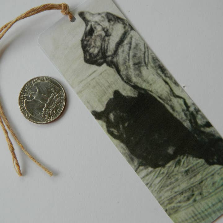 Sarah Wood Studio - Wholesale Bookmark - Bookmark Cat Sketch in Black and White Steinlen art1