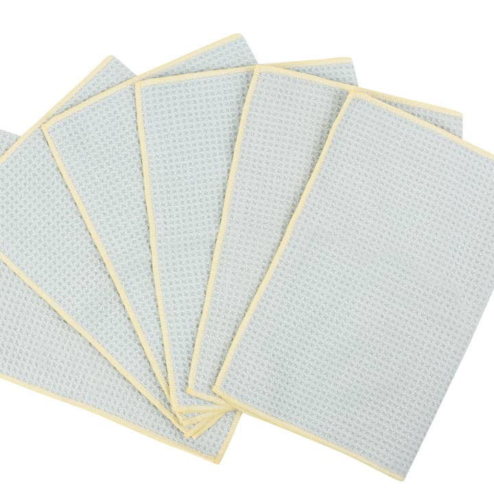 Everplush - Wholesale Tea Towel - Waffle Kitchen Towels, 6 Pack, Cool Blue