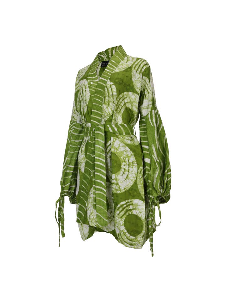 Besida - Wholesale Kimono - Women's - Mafarki Green African Print Hand Dyed Kimono4
