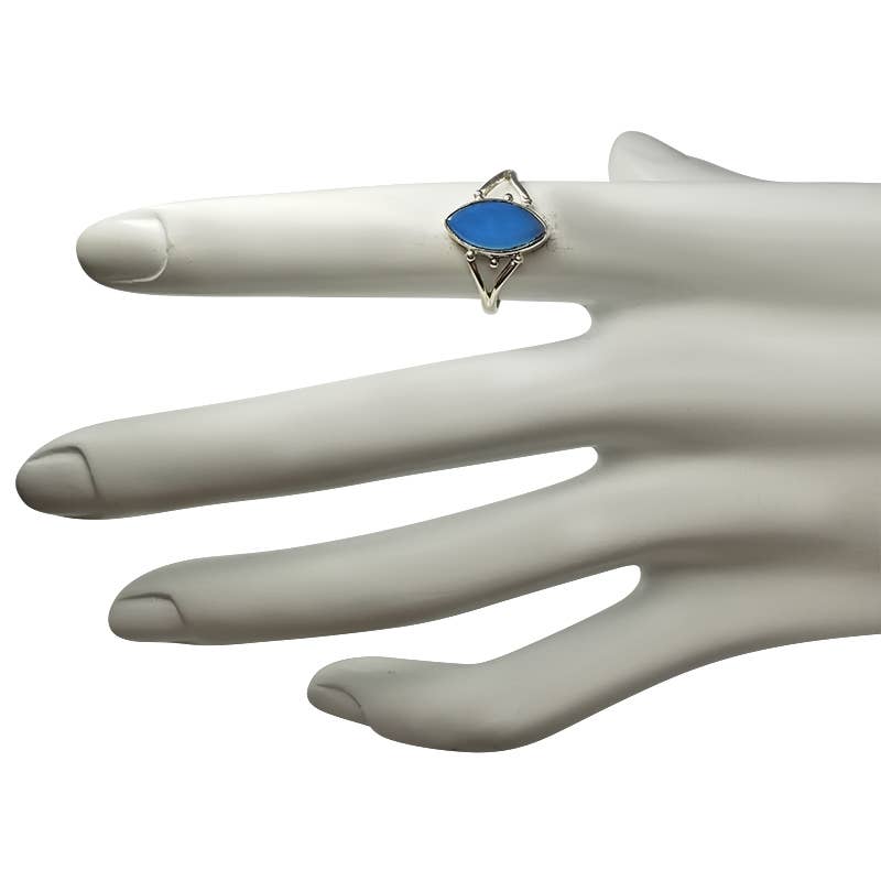 Amberman - Wholesale Single Stone/Solitaire Ring - Blue Chalcedony Stone  Sterling Silver Ring1