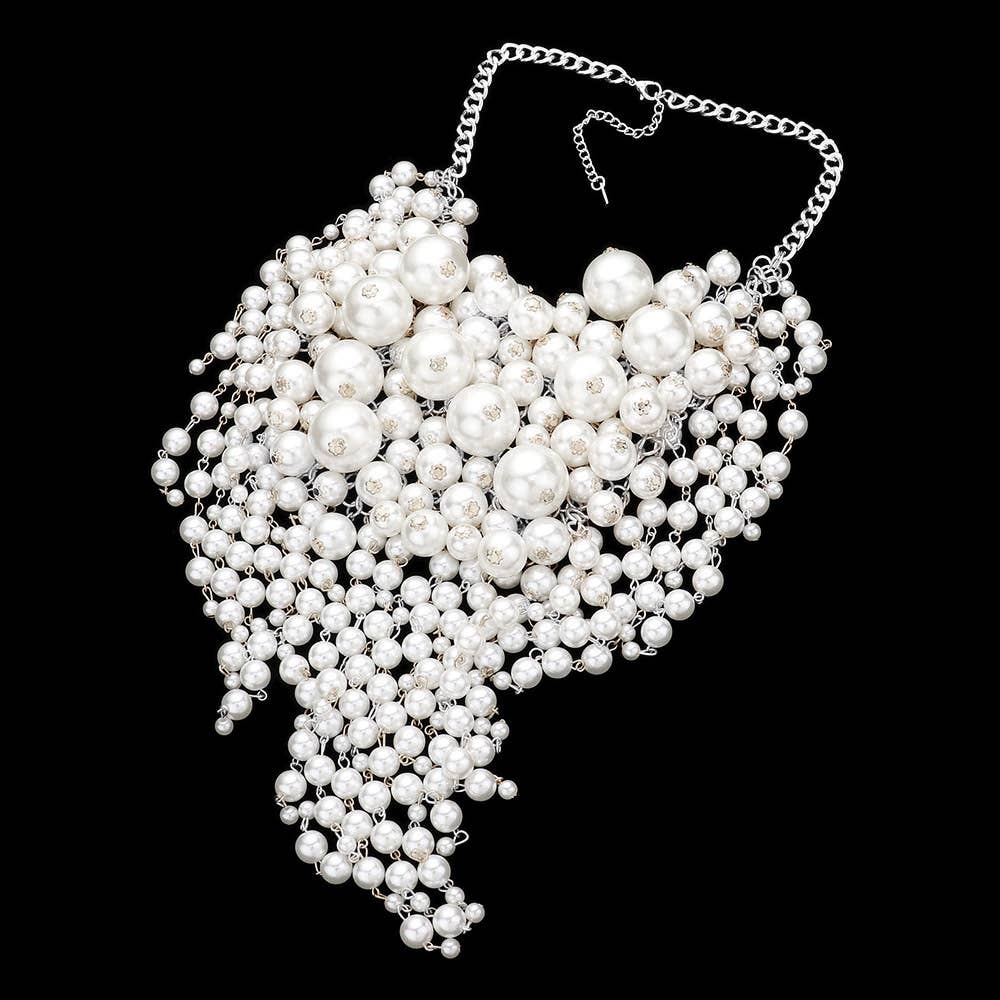 Sensibling Corp. - Wholesale Bib Necklace - Pearl Cluster Statement Necklace
8