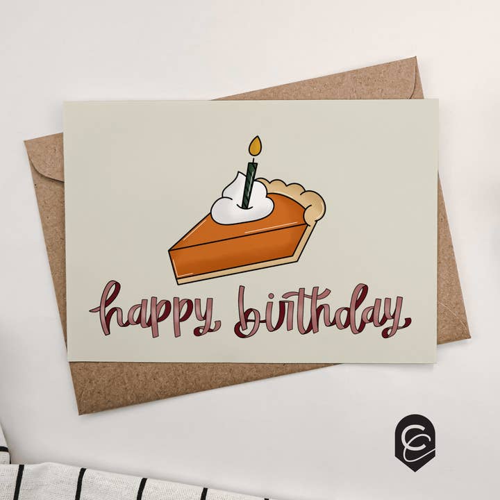 Cartão de Aniversário de Tarte de Abóbora por atacado de Curiously Cursive
