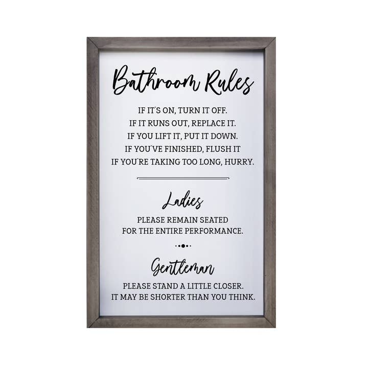 LifeSong Milestones - Wholesale Wall Sign - Wooden Framed Home Decor Bathroom Rules for Ladies1