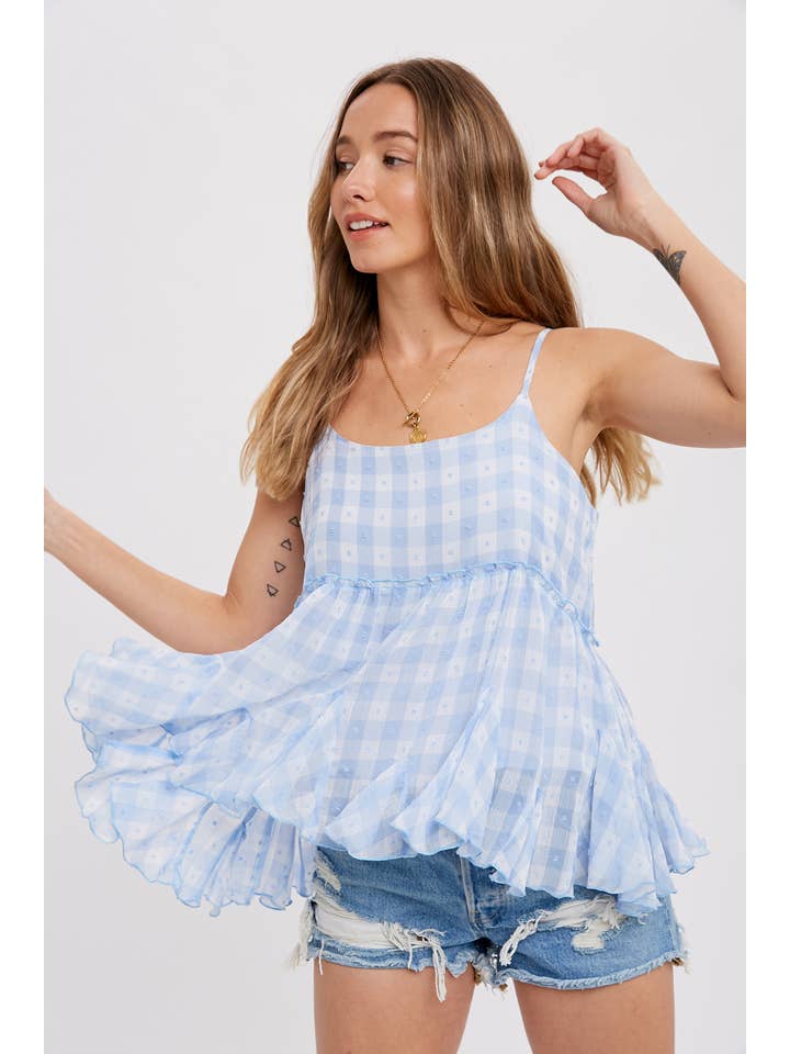 Bluivy - Venta al por mayor Camisola - Mujer - CAMISOLA BAJO FRUNCIDO DE GASA A CUADROS14