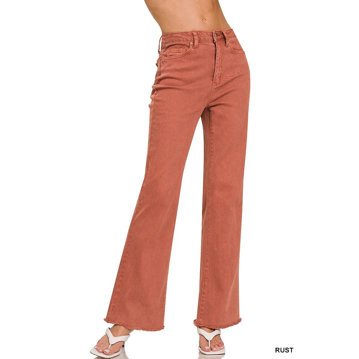 Apolline - Wholesale Jeans - Women's - ACID WASHED FRAYED CUTOFF HEM STRAIGHT WIDE PANTS17