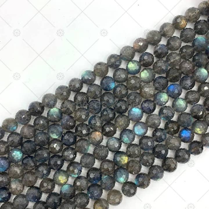 BestBeads&Beyond - Wholesale Beads - Top Quality Genuine Labradorite Round Faceted Beads, 8mm/10mm Natural Labradorite Beads, 15.5'' Full Strand, Sku#U1248