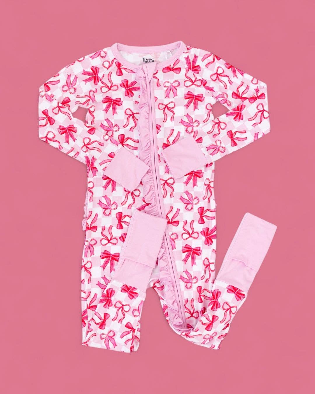 Dream Big Little Co. - Wholesale Jumpsuit - Baby - BOW CHECKERED CHARM DREAM RUFFLE ROMPER1