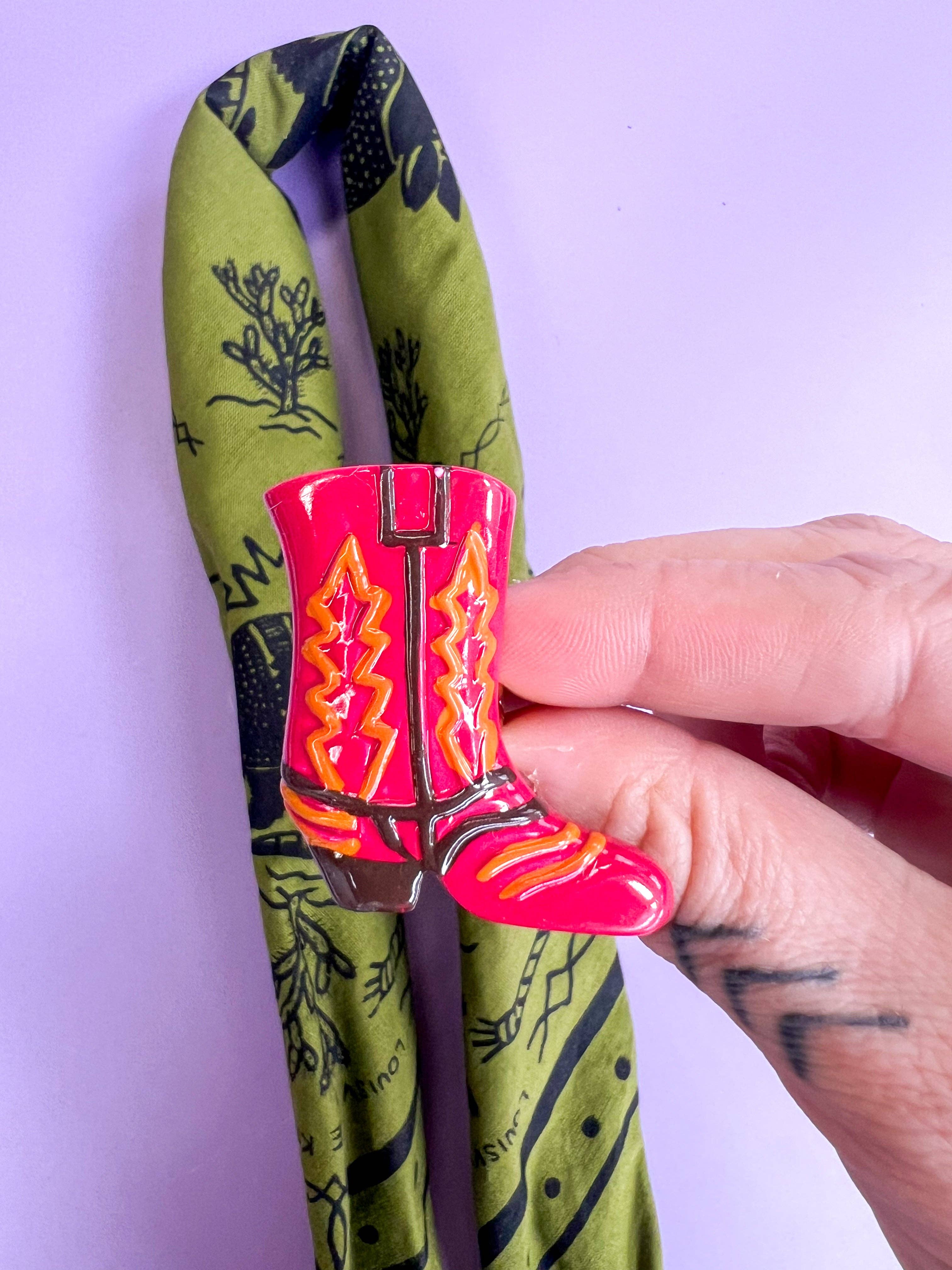 Velvet Outlaw - Wholesale Scarf Clip - Women's - Colorful Cowboy Boot Bandana Slide - Multiple Colors7