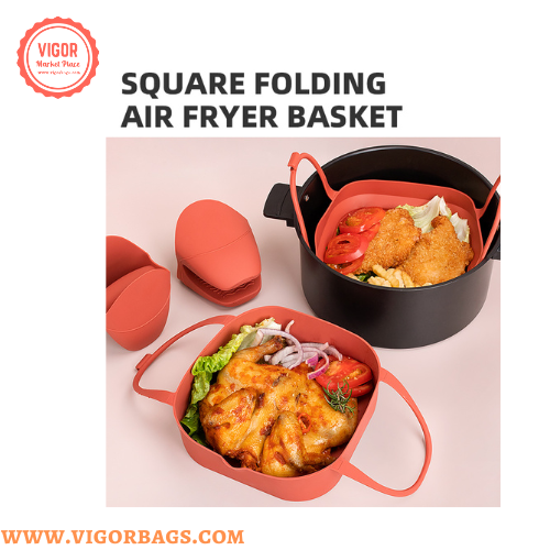 Mix Match Colors Square Air Fryer Liners 8 inch Basket Silicone Mat With Handle - MOQ 10 pcs for wholesale on Faire5