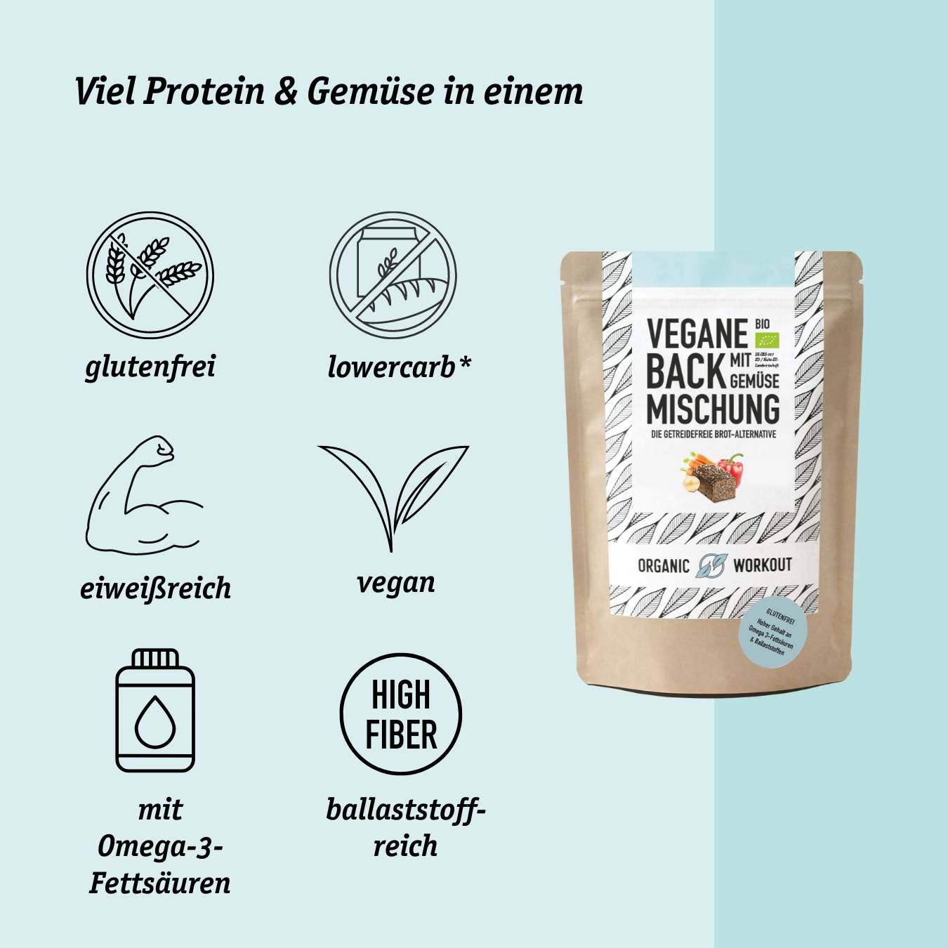 Organic Workout - Wholesale Bread Mix - Vegan organic baking mix with vegetables, the protein-rich, lower-carb* bread alternative2