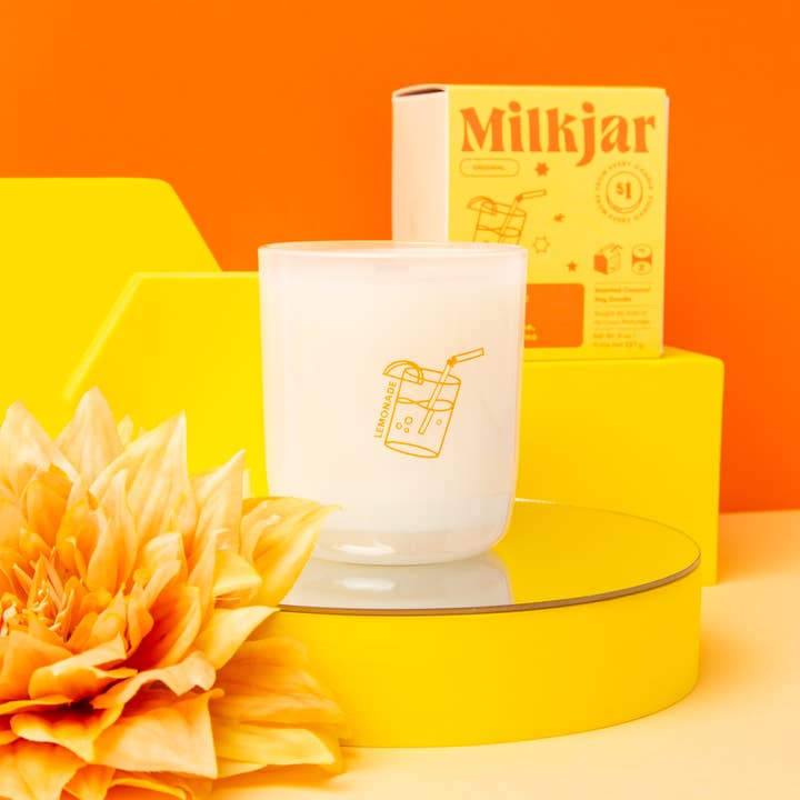 Milk Jar Candle Co. - Vente Bougie en bocal - Limonade - Bougie de soja de 8 oz à la noix de coco, au citron vert et au pin1