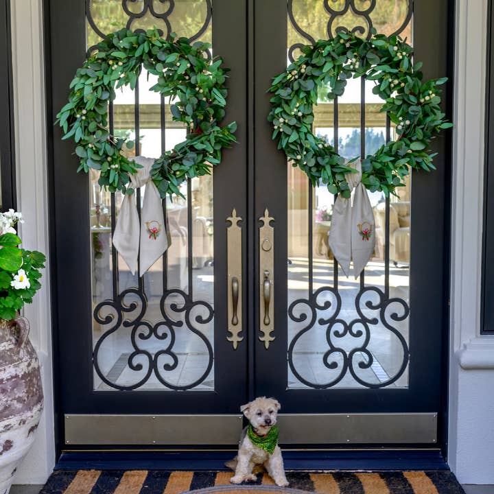 Arte Italica & Crown Linen Designs - Wholesale Wreath - Holiday Horn with Bow Velvet Sash - New3