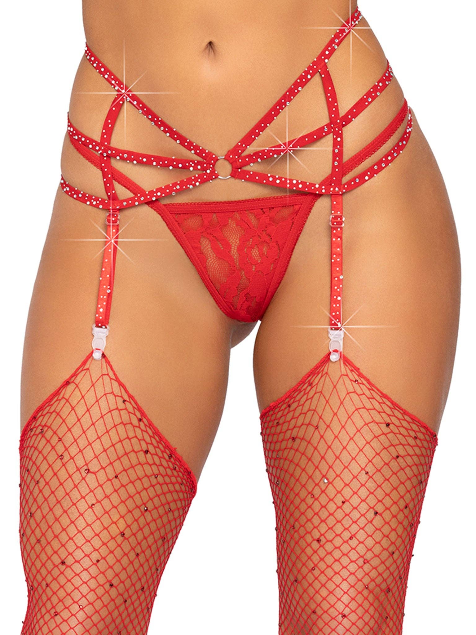 Leg Avenue - Wholesale Garter Belt - Women's - Estée Rhinestone Garter Belt0