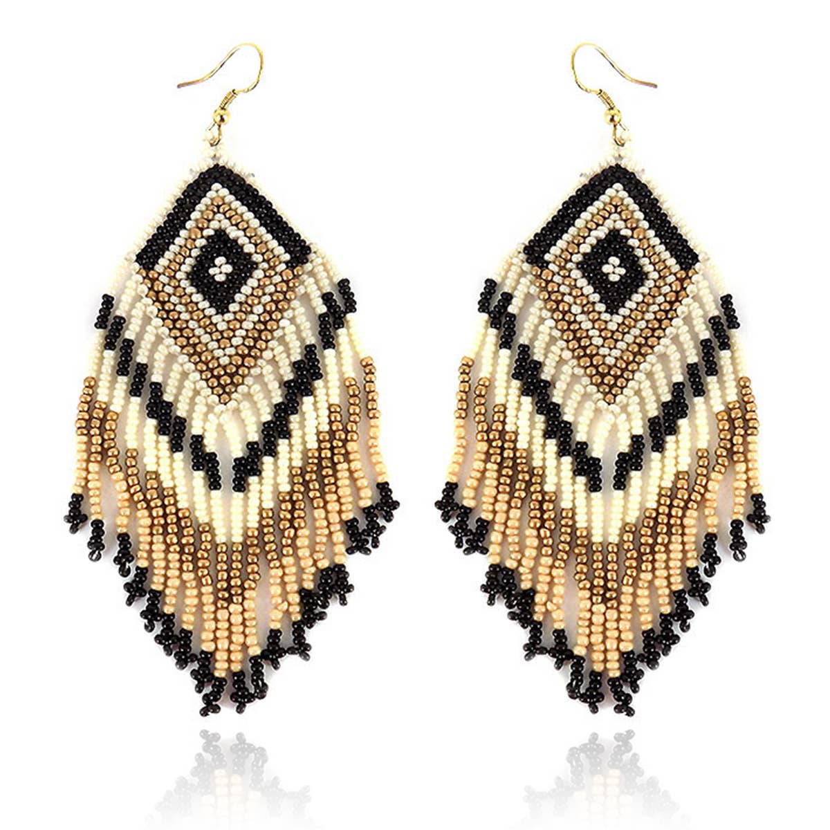 Suzie Q USA – wholesale Tofsörhängen – Aztec mönster flätat utsäde pärlor Frans Örhängen4