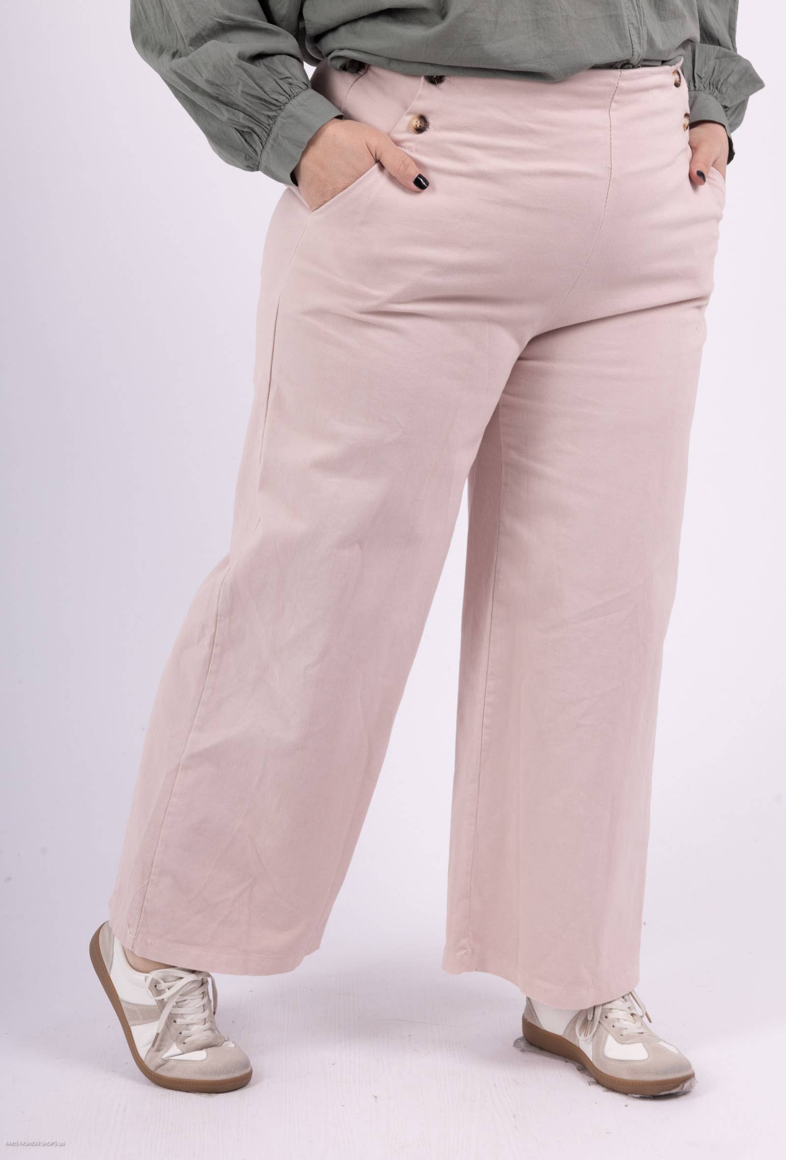 Pépouz' Paris - Wholesale Pants - Women's - PLUS SIZE Pants 97% cotton with buttons PPN2509GT6