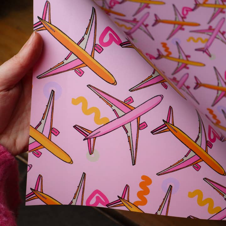 Papier cadeau Pink Planes pour la vente par Freya Niamh