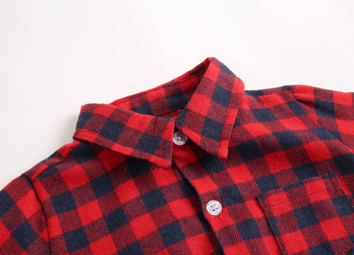 MyKids-USA® - Wholesale Button Down Shirt - Kids - Baby Boy Plaid Pattern Buttoned Shirt With Pockets Long Sleeve bodysuit In Autumn8