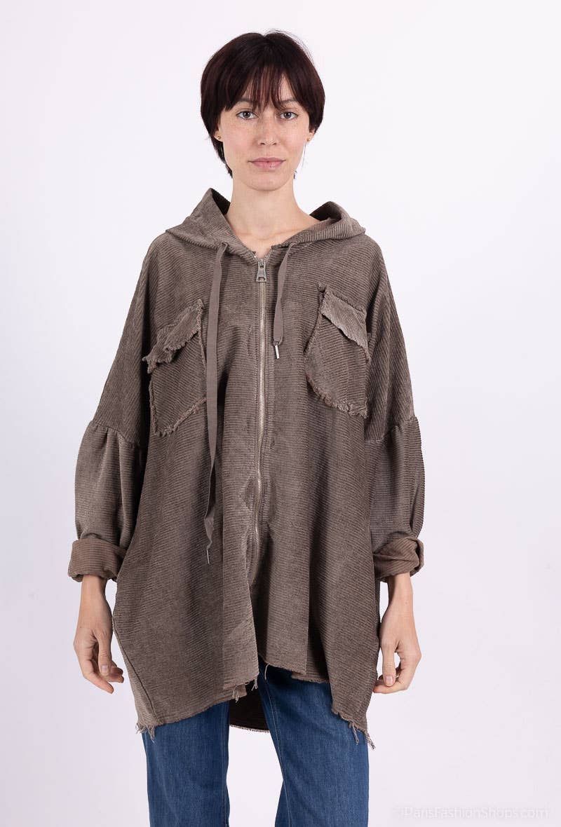 L'Emotion - Wholesale Hoodie - Women's - Velvet Pleated Velvet Worn Effect Wide Zip Hoodie8