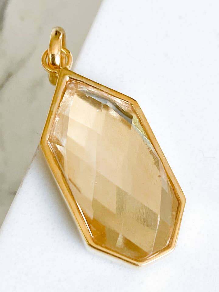 Isaiah Collection 14K Gold Plate 26” + 2” Heptagon Clear for wholesale by Willa James