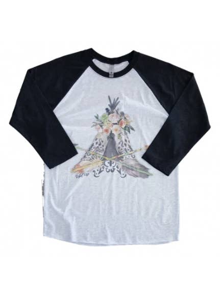 Rebel Rose - Wholesale Screen Printed T-Shirt - Women's - Teepee Raglan